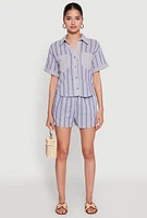 Womens Linen Striped Shirt,