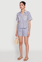 Womens Linen Striped Shirt,