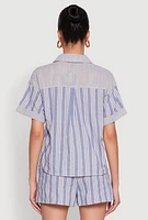 Womens Linen Striped Shirt,