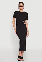 Womens Flower Cut Out Textured Knit Top,