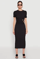 Womens Flower Cut Out Textured Knit Top,
