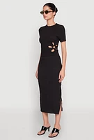 Womens Flower Cut Out Textured Knit Top,