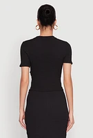 Womens Flower Cut Out Textured Knit Top,