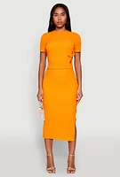 Womens Flower Cut Out Textured Knit Top, Orange, Size S
