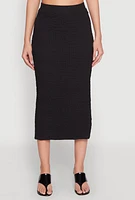 Womens Textured Knit Side Slit Midi Skirt, M