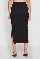 Womens Textured Knit Side Slit Midi Skirt, M