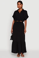 Womens Airy Drawstring Hem Shirt, M