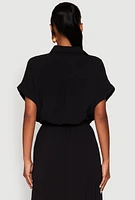 Womens Airy Drawstring Hem Shirt, M