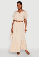 Womens Airy Drawstring Hem Shirt,