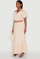 Womens Airy Drawstring Hem Shirt,