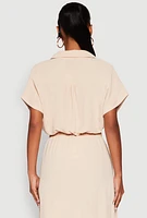 Womens Airy Drawstring Hem Shirt,