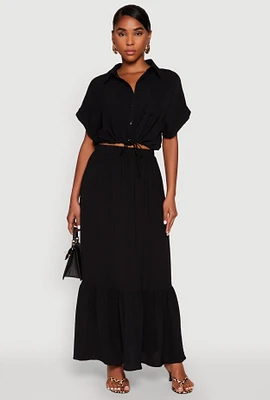 Womens Airy High Waisted Tiered Skirt,