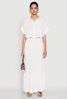 Womens Airy High Waisted Tiered Skirt, White, Size S