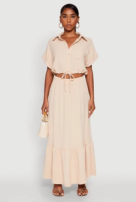 Womens Airy High Waisted Tiered Skirt,