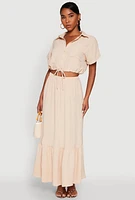 Womens Airy High Waisted Tiered Skirt,