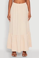 Womens Airy High Waisted Tiered Skirt,