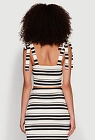 Womens Striped Bow Strap Cropped Bustier Top, Multi, Size XL
