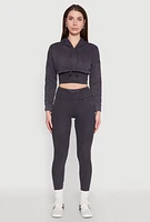 Womens Rib Knit Mineral Wash High Waisted Leggings, Grey, Size L