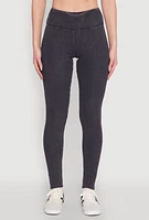 Womens Rib Knit Mineral Wash High Waisted Leggings, Grey, Size L