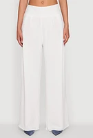 Womens Airy Wide Leg Dress Pants, White, Size L
