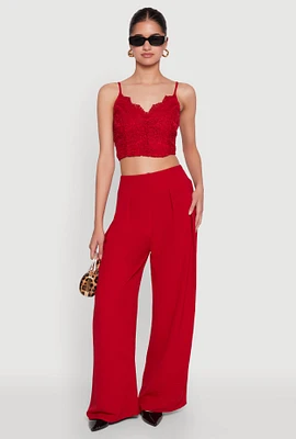 Womens Airy Wide Leg Dress Pants, Red, Size S