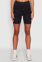 Womens Trendy Acid Wash Bike Shorts, L