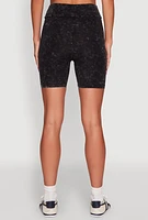 Womens Trendy Acid Wash Bike Shorts, L