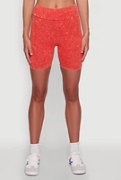 Womens Trendy Acid Wash Bike Shorts, Orange, Size M
