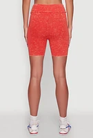 Womens Trendy Acid Wash Bike Shorts, Orange, Size M