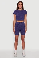 Womens Trendy Acid Wash Bike Shorts,