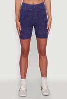 Womens Trendy Acid Wash Bike Shorts,