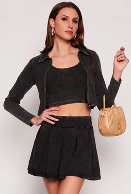 Womens Open Front Crop Top, Black,