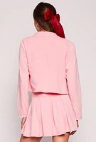 Womens Open Front Crop Top, Pink, Size XL