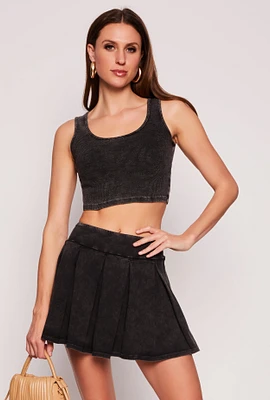 Womens Ribbed Knit Cropped Tank Top,