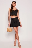 Womens Ribbed Knit Cropped Tank Top,
