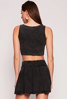 Womens Ribbed Knit Cropped Tank Top,