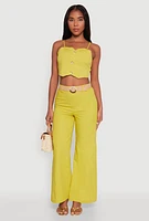 Womens O Ring Belted Wide Leg Pants,