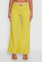 Womens O Ring Belted Wide Leg Pants,