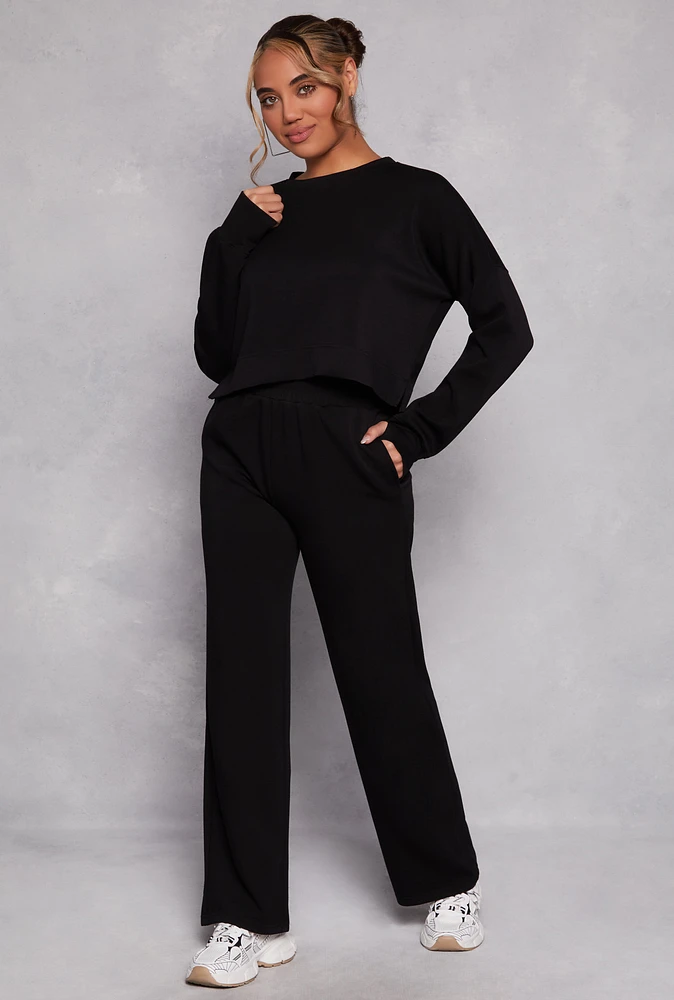 Womens Wide Leg Pocket Pants,