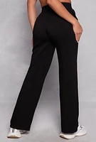 Womens Wide Leg Pocket Pants,