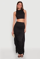 Womens Cut Out Tie Back Sleeveless Crop Top, Black, Size S