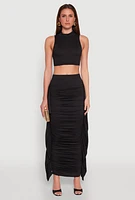 Womens Cut Out Tie Back Sleeveless Crop Top, Black, Size S