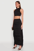 Womens Cut Out Tie Back Sleeveless Crop Top, Black, Size S