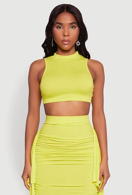 Womens Cut Out Tie Back Sleeveless Crop Top,