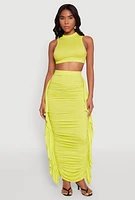 Womens Cut Out Tie Back Sleeveless Crop Top,