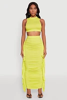 Womens Cut Out Tie Back Sleeveless Crop Top,