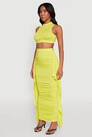Womens Cut Out Tie Back Sleeveless Crop Top,