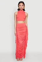 Womens Cut Out Tie Back Sleeveless Crop Top, Pink, Size XL