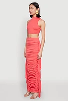 Womens Cut Out Tie Back Sleeveless Crop Top,