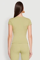 Womens Short Sleeve Rib Knit Tee,